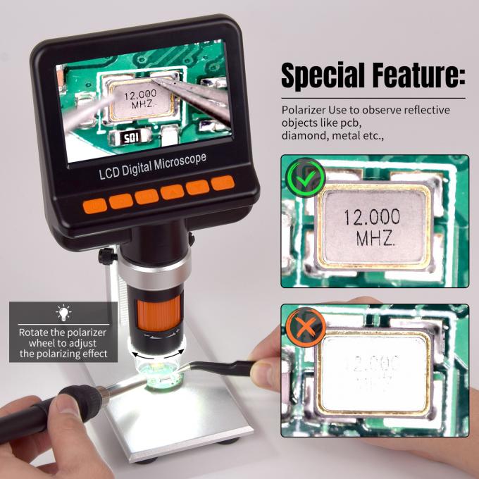 1200X Portable Digital Microscope For Pcb Repair 12MP High Resolution 0