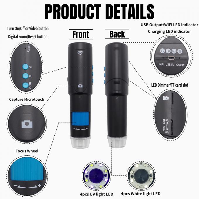 Purple LED 4 UV Wireless Microscope ODM Usb Magnifier Camera Hair Transplant 0