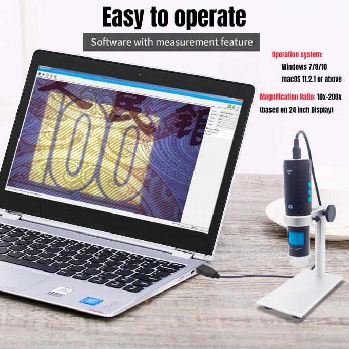 RoHS Wireless Digital UV Light Microscope For Smart Phone USB 2.0 0