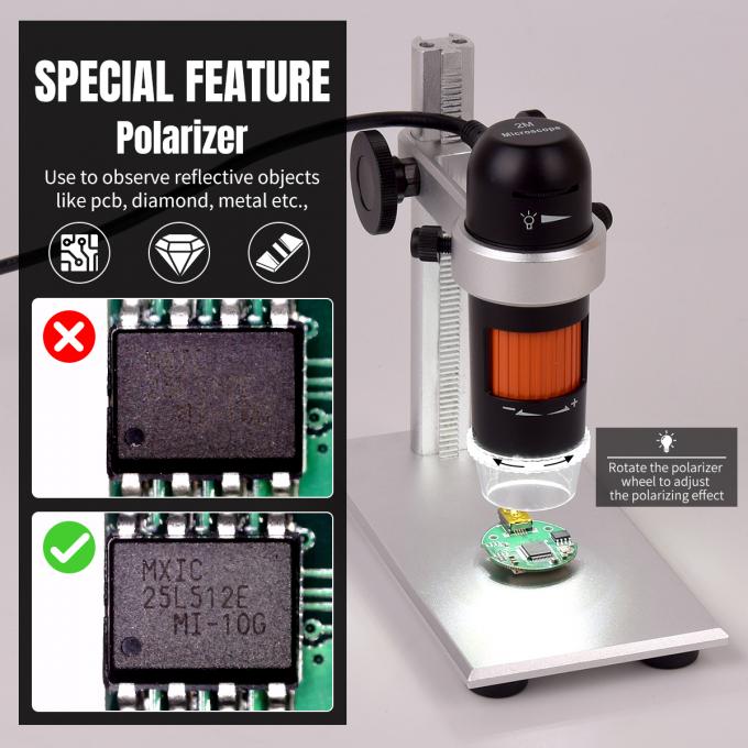 Polarizer Built In Portable Digital Microscope With High Resolution 5MP Sensor 0