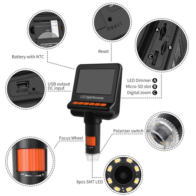 Polarizing WiFi Digital Microscope With Screen FCC For Macbook Windows 0